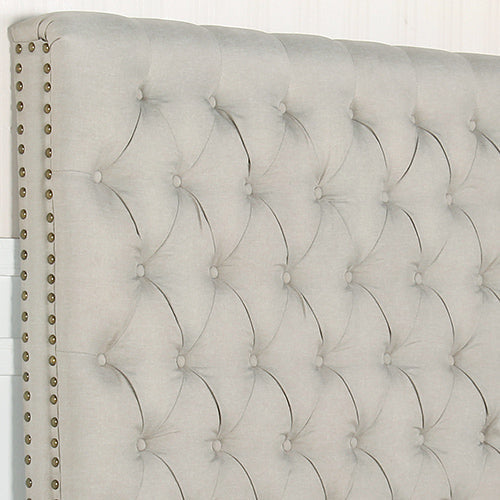 NNEDSZ Bed Head Double Size French Provincial Headboard Upholsterd Fabric Beige-2