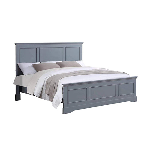 NNEDSZ King Bed Frame in Solid Wood with Slats Support in Grey colour-1