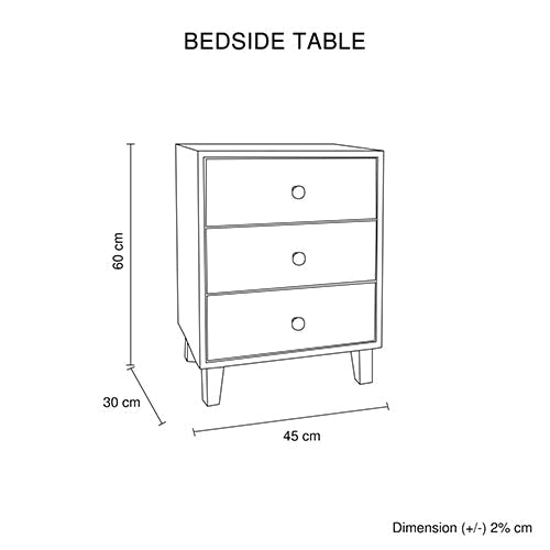 NNEDSZ Bedside Table MDF 3 Drawers Side Table Night Stand Storage in Brown Colour-3