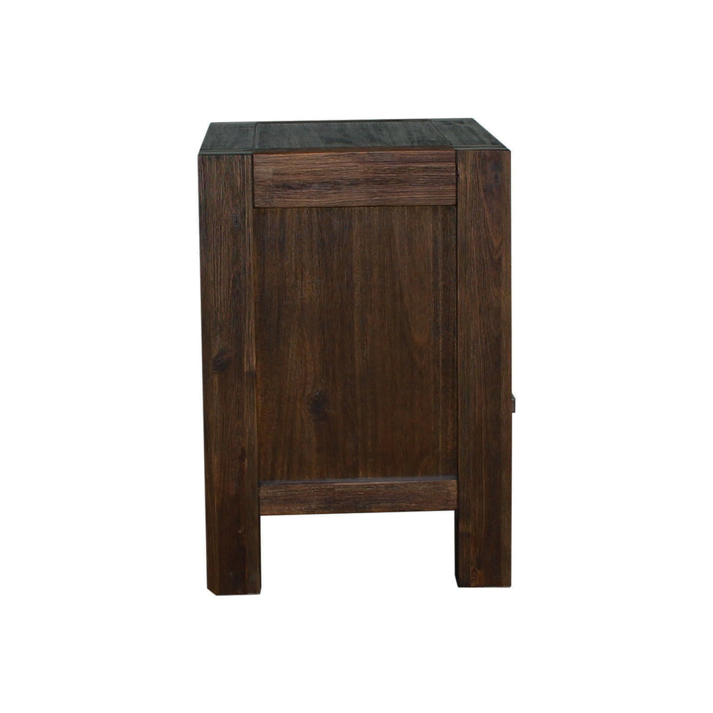 NNEDSZ Bedside Table 2 drawers Night Stand Solid Wood Acacia Storage in Chocolate Colour-3