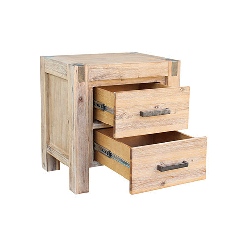 NNEDSZ Bedside Table 2 drawers Night Stand Solid Wood Acacia Oak Colour-2