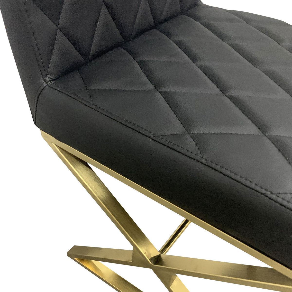 NNEDSZ 2X Dining Chair Stainless Gold Frame & Seat Black PU Leather-4