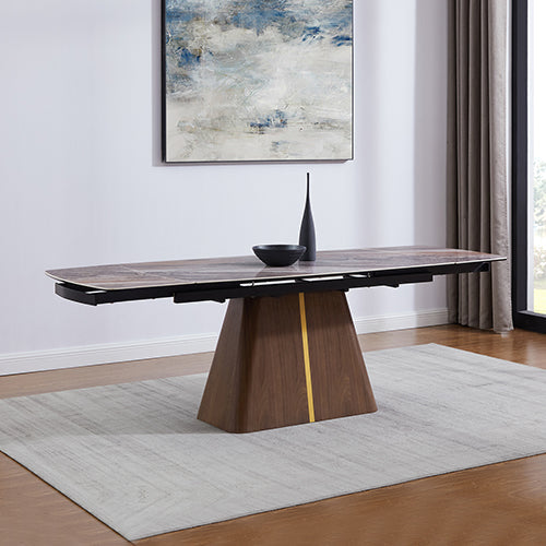 NNEDSZ Dining Table MDF Ceramic Glass Table Top Extendable Decorative Stripe-0