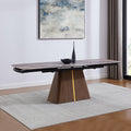 NNEDSZ Dining Table MDF Ceramic Glass Table Top Extendable Decorative Stripe-0