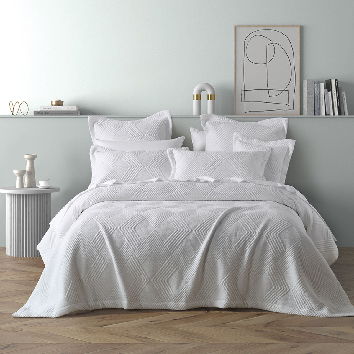 NNEDSZ Bianca Cassiano White Polyester Jacquard Coverlet Set Single/Double-0