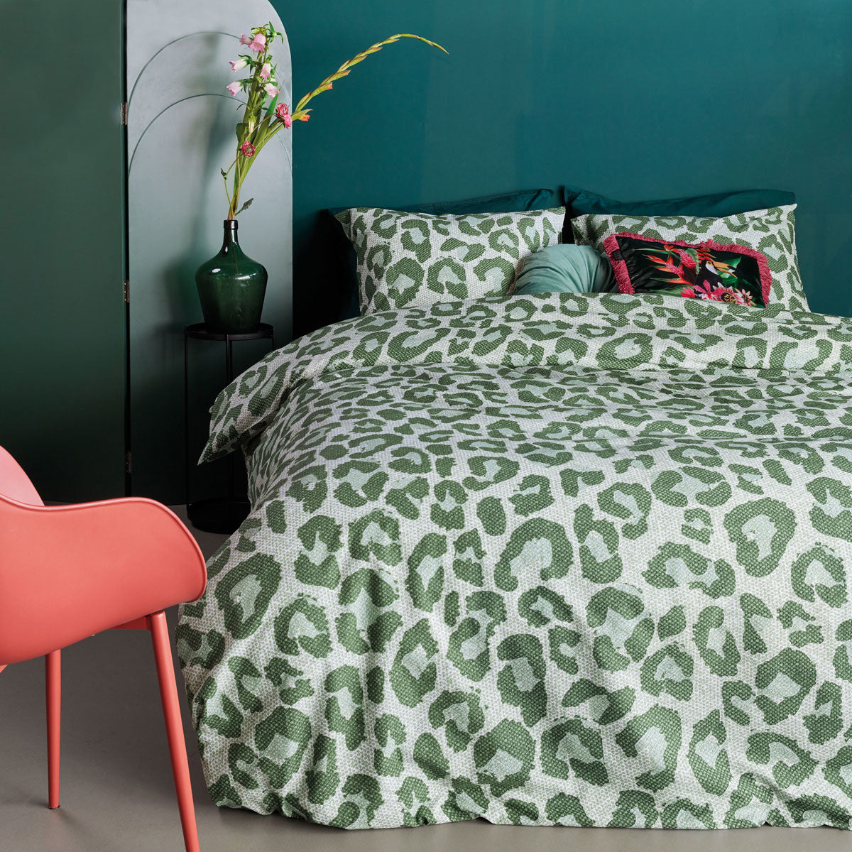 NNEDSZ Bedding House Fabrice Green Cotton Quilt Cover Set King-0