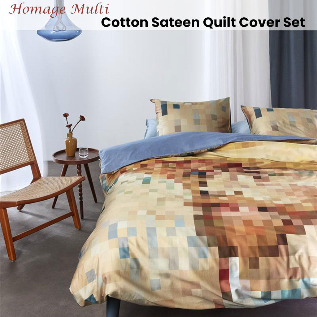 NNEDSZ Bedding House Homage Multi Cotton Sateen Quilt Cover Set Queen-1