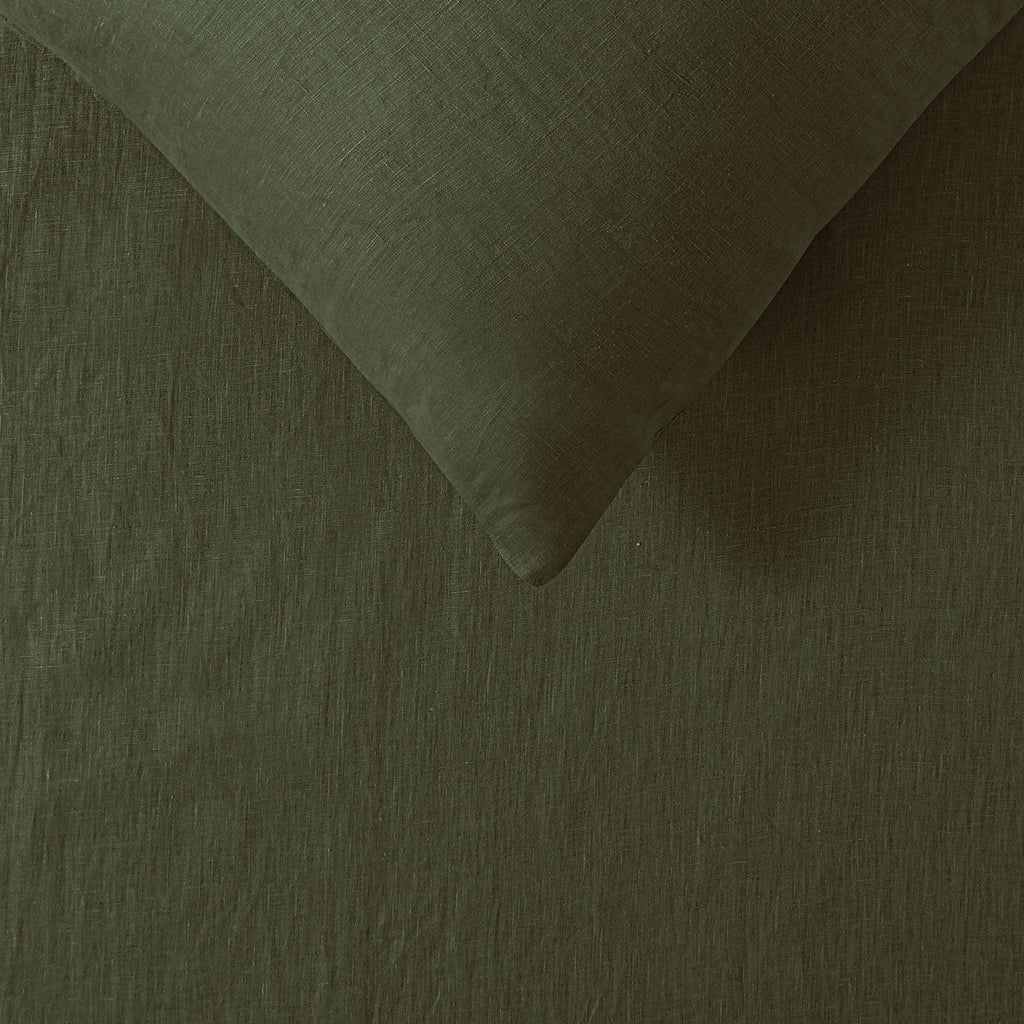 NNEDSZ 100% Linen Olive Quilt Cover Set King-2