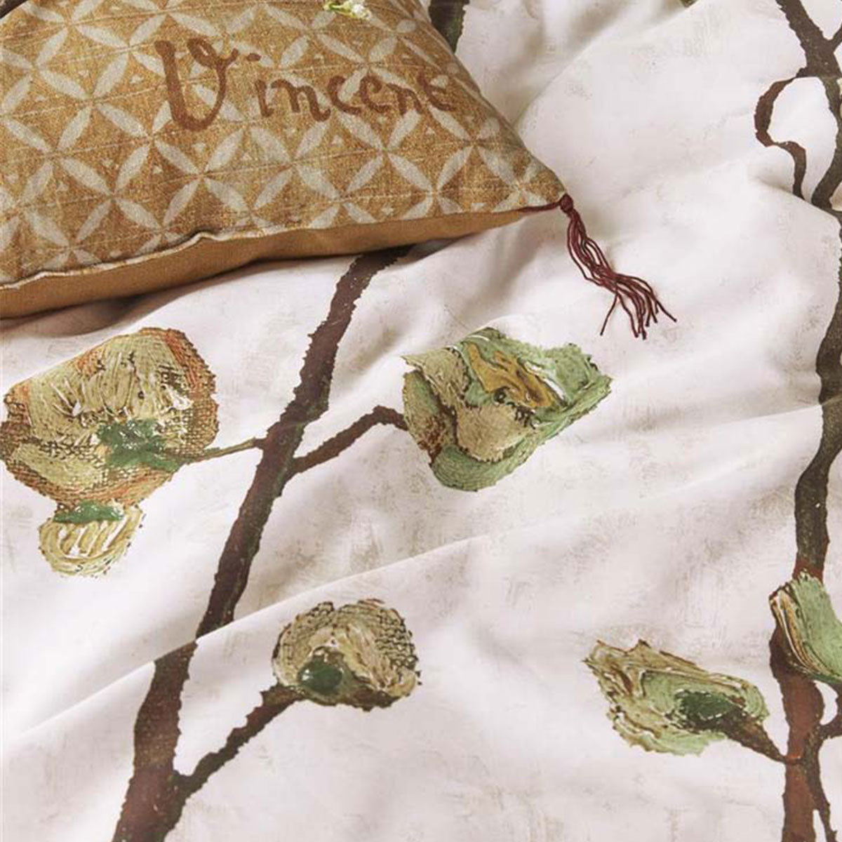 NNEDSZ Bedding House Van Gogh Plum Blossoms Sand Cotton Sateen Quilt Cover Set Queen-2