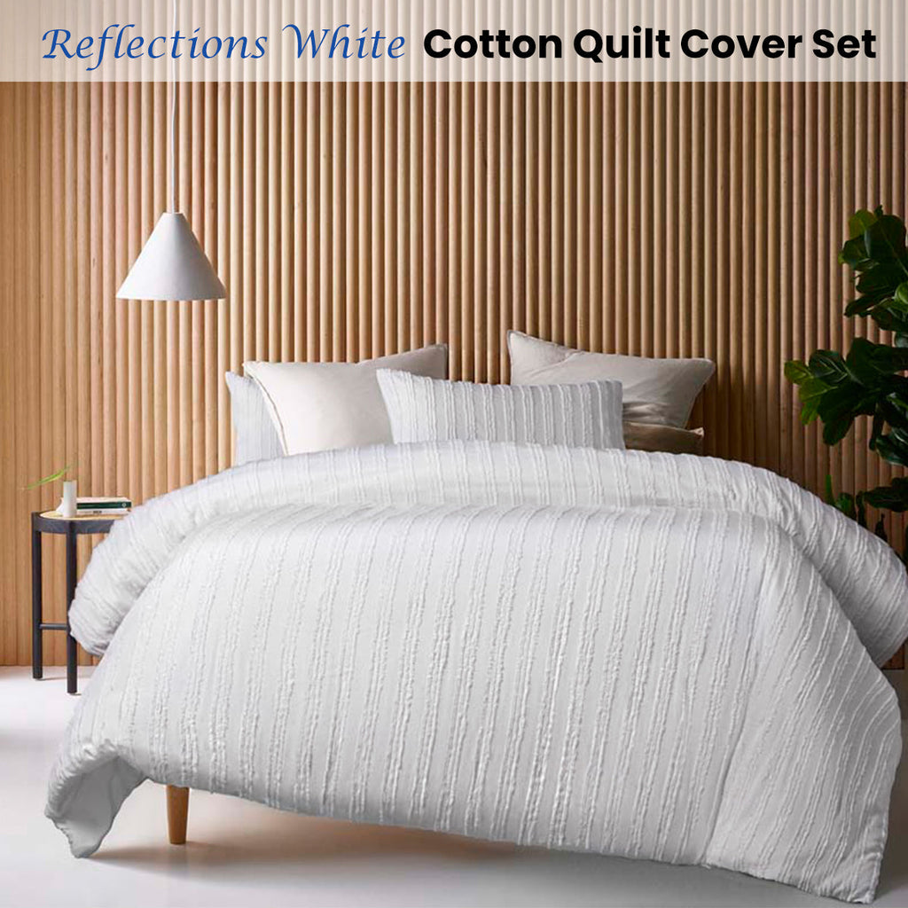 NNEDSZ Vintage Design Homewares Reflections White Cotton Quilt Cover Set Queen-1
