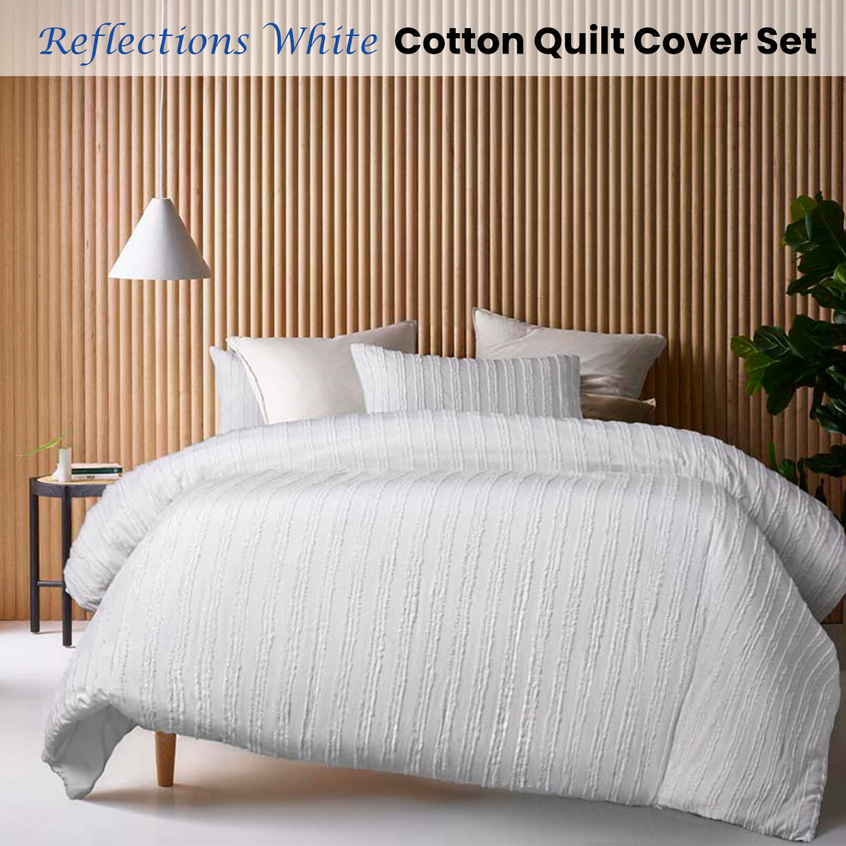 NNEDSZ Vintage Design Homewares Reflections White Cotton Quilt Cover Set Queen-1
