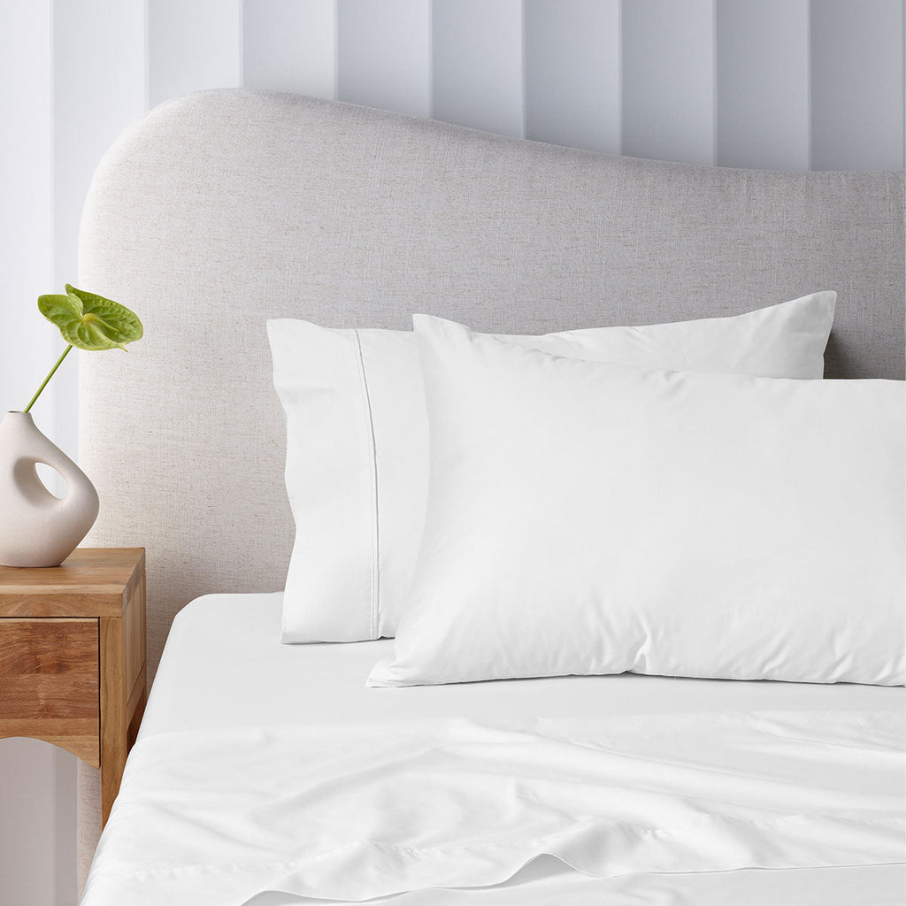 NNEDSZ 400TC White Bamboo Cotton Mega / Super Sheet Set 50cm Wall Super King-0