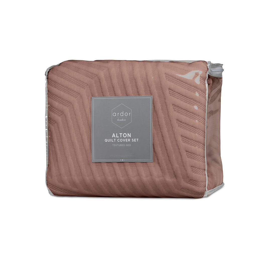 NNEDSZ Alton Burlwood Embossed Texture Geo Quilt Cover Set Queen-3