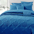 NNEDSZ Ramesses French Blue 7- Piece Air Cloud Bamboo Blend Matelasse Comfort Set Queen-0
