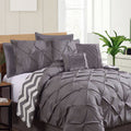 NNEDSZ 7 Piece Pinch Pleat Comforter Set Charcoal King-0