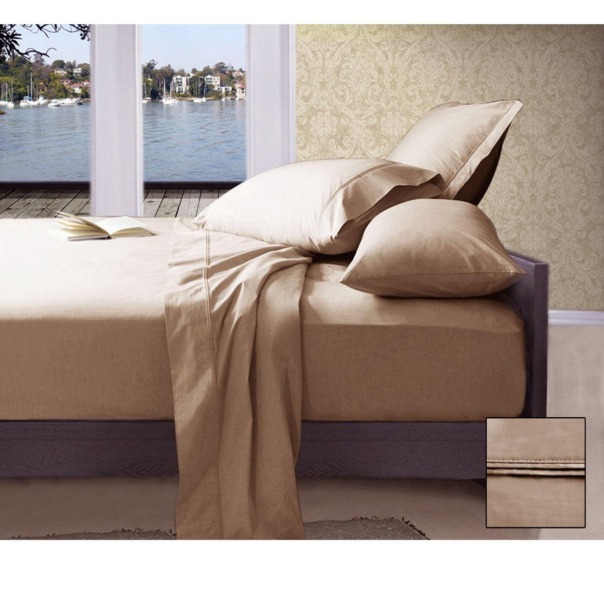 NNEDSZ 1000TC American Pima Cotton Plain Design Sheet Set Linen King-0