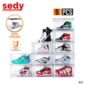 NNEDSZ 5PC  Stackable Shoe Display Box Hard Acrylic Sneaker Storage Containers Case-0