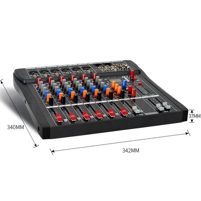 NNEDSZ Hridz 6 Channels Bluetooth Mixer DJ Live Studio Audio Mixer USB Console Amplifier AUX-2