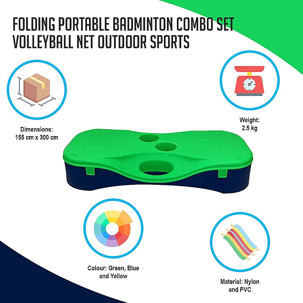 NNEDSZ Folding Portable Badminton Combo Set Volleyball Net Outdoor Sports-2
