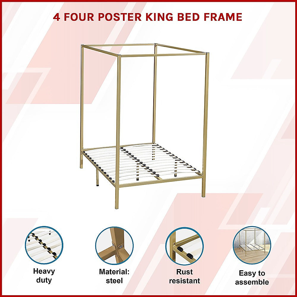 NNEDSZ 4 Four Poster King Bed Frame-2