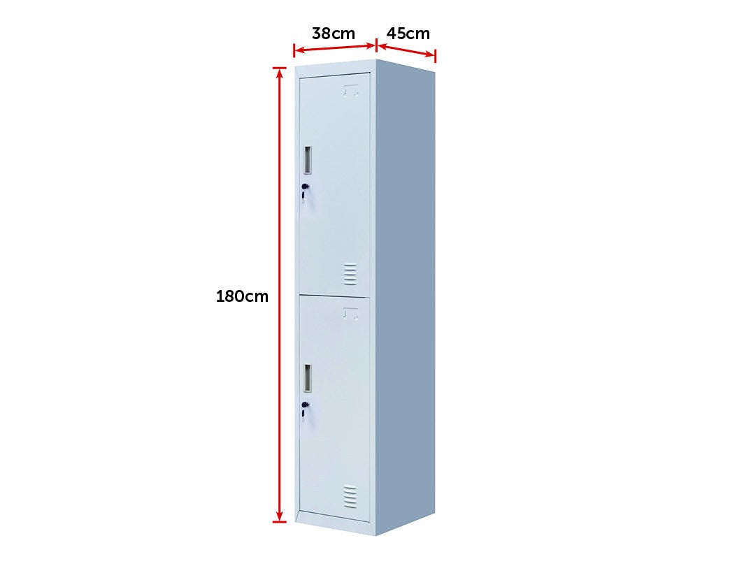 NNEDSZ Lock 2-Door Vertical Locker for Office Gym Shed School Home Storage Grey-1