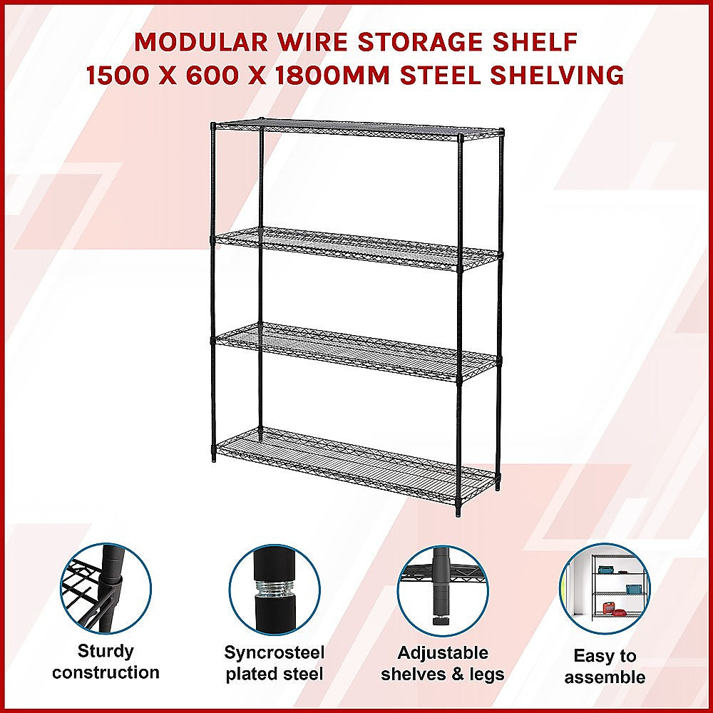 NNEDSZ Modular Wire Storage Shelf 1500 x 600 x 1800mm Steel Shelving-2
