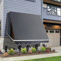 NNEDSZ Retractable Fixed Pivot Arm Window Awning Patio Garden Blinds 2.4m x 2.1m Grey-0