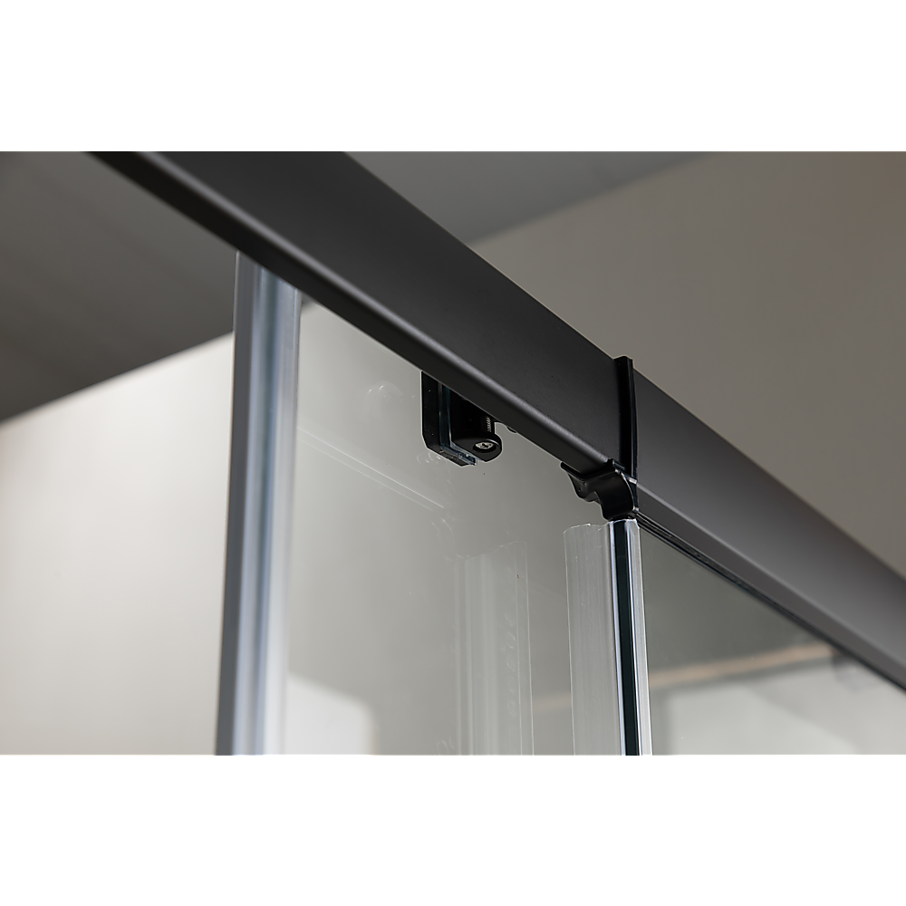 NNEDSZ Adjustable 1200x1200mm Double Sliding Door Glass Shower Screen in Black-3