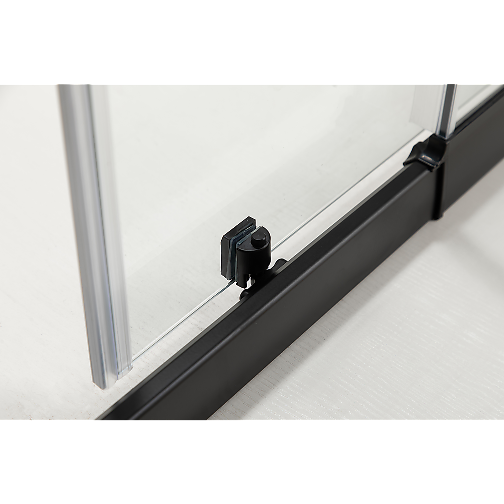 NNEDSZ Adjustable 1200x1200mm Double Sliding Door Glass Shower Screen in Black-4