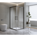 NNEDSZ Adjustable 1200x1200mm Double Sliding Door Glass Shower Screen in Black-0