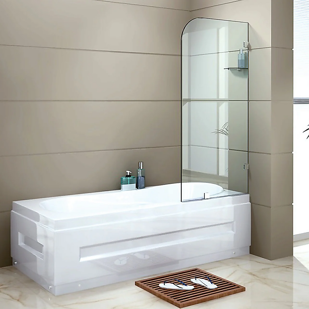NNEDSZ 70cm Frameless Glass Bath Screen with Brackets - Gunmetal-0