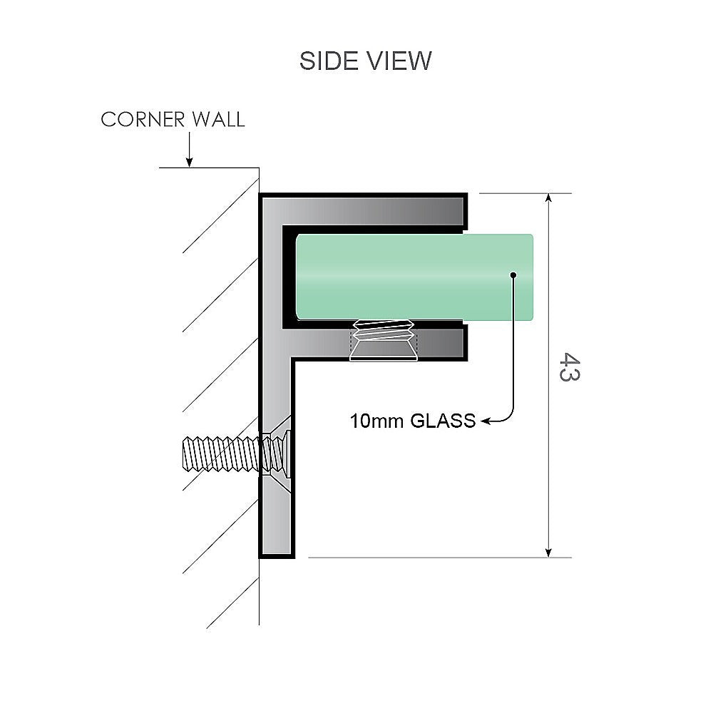 NNEDSZ 90cm Wall to Wall Frameless Shower Screen with Chrome Brackets and SS Hinges, Square Double Pull Handle-3