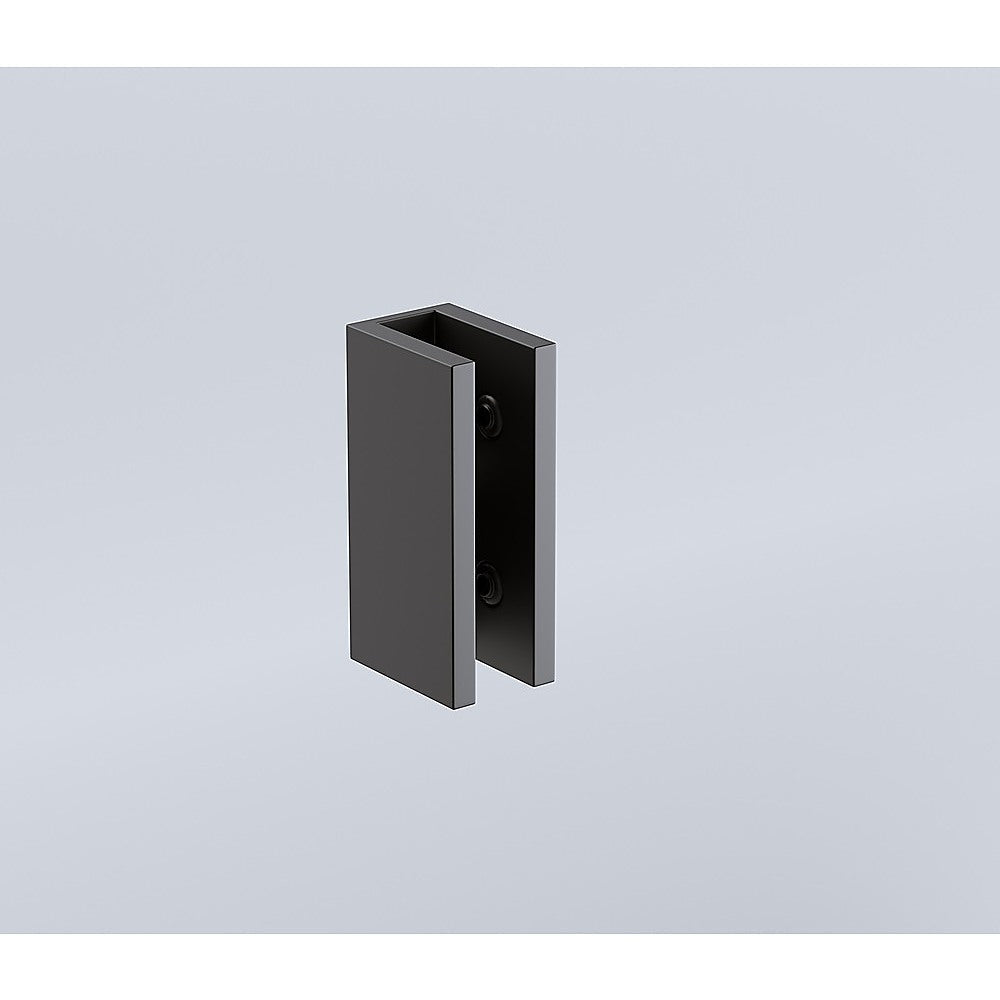 NNEDSZ 90cm Wall to Wall Frameless Shower Screen with Black Brackets and SS Hinges, Square Double Pull Handle-3