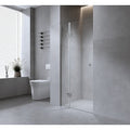 NNEDSZ 90cm Wall to Wall Frameless Shower Screen with Black Channel and SS Hinges , Square Double Pull Handle-0