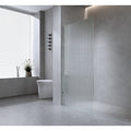 NNEDSZ 90cm Reeded Single Shower Glass Screen with Gunmetal Wall F-Brackets-0