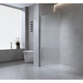 NNEDSZ 90cm Reeded Single Shower Glass Screen with White Wall & Floor Channel-0