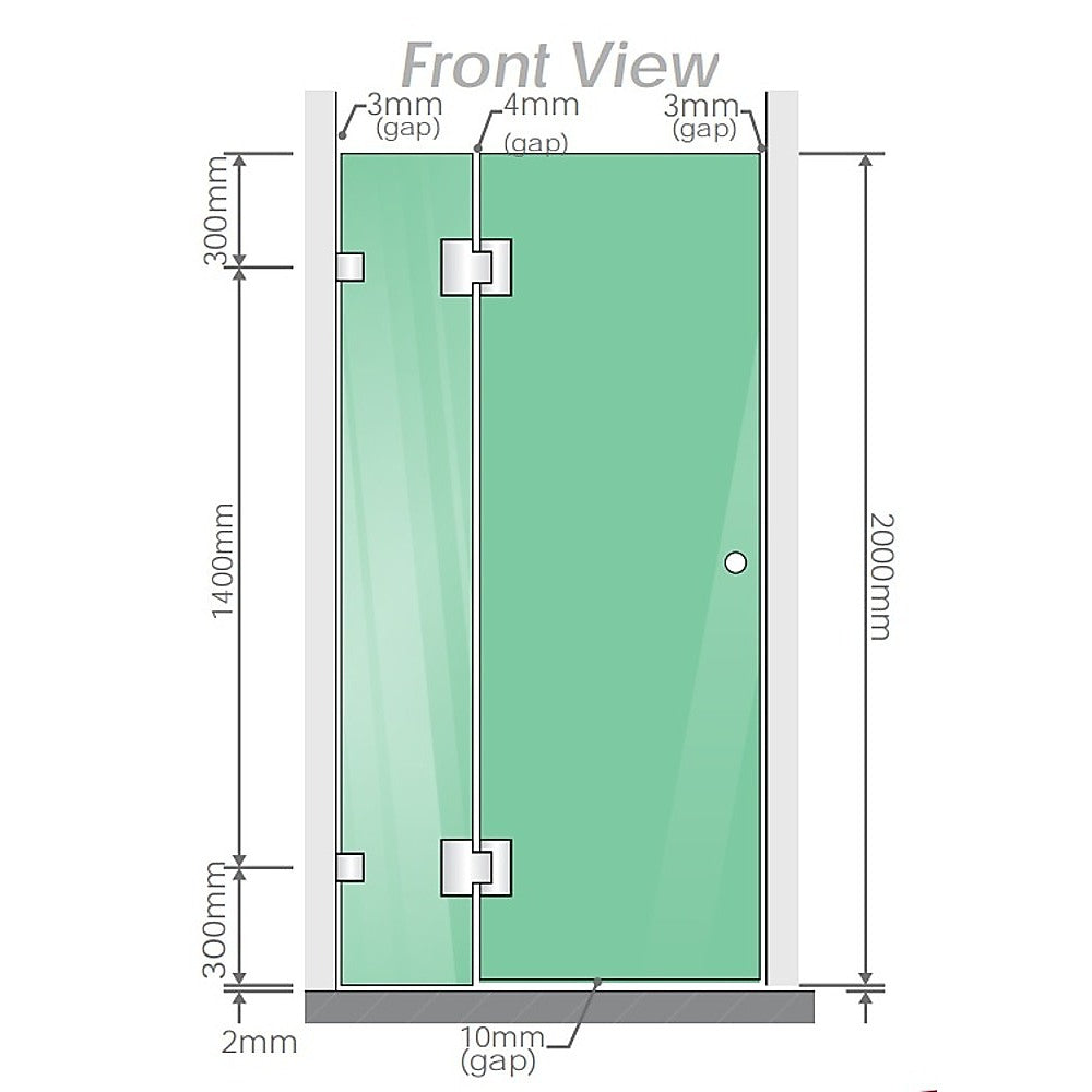 NNEDSZ 100cm Wall to Wall Frameless Shower Screen with Black Brackets and SS Hinges, Round Handle-3