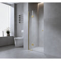 NNEDSZ 120cm Wall to Wall Frameless Shower Screen with Chrome Channel and SS Hinges , Round Handle-0