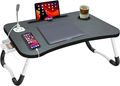 NNEDSZ NNECN Laptop Desk Bed Table Tray Folding Breakfast Table Portable Lap Standing Desk Notebook Stand Reading Holder for Bed/Sofa Large Lap Desk with USB-Charger and Cup-Holder-0