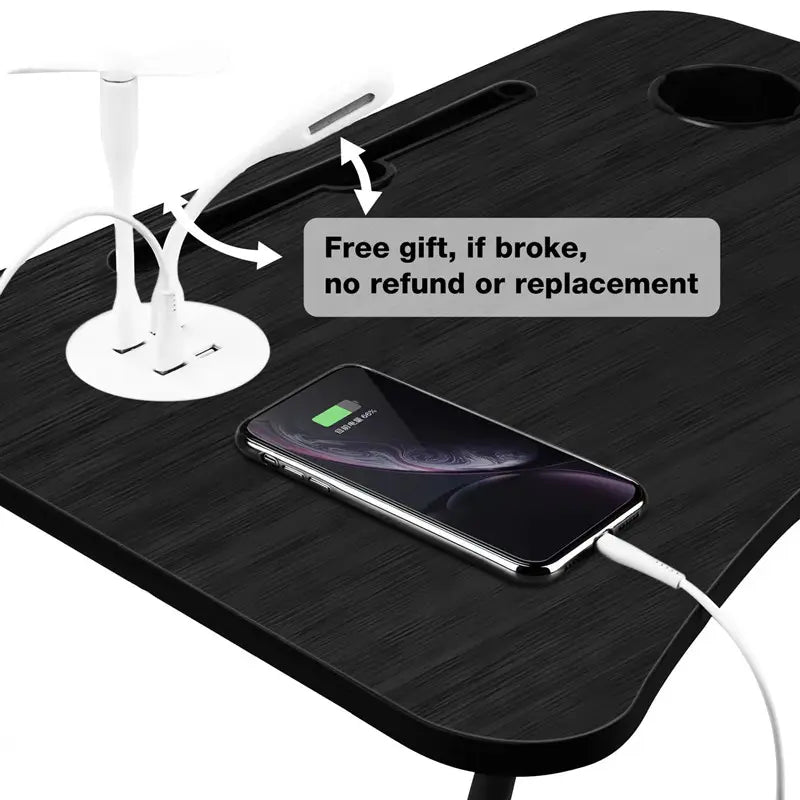 NNEDSZ NNECN Laptop Desk Bed Table Tray Folding Breakfast Table Portable Lap Standing Desk Notebook Stand Reading Holder for Bed/Sofa Large Lap Desk with USB-Charger and Cup-Holder-2