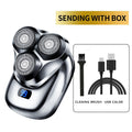 NNEDSZ TS-099 Gray Rechargeable Electric Rotary Shaver for Men with LED Display, USB Charging Cable, and Cleaning Brush - Compact & Portable Design