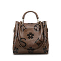 NNEDSZ Dark Brown Elegant Embossed PU Leather Tote Bag for Women - Large Capacity Handbag with Inner Pouch-0