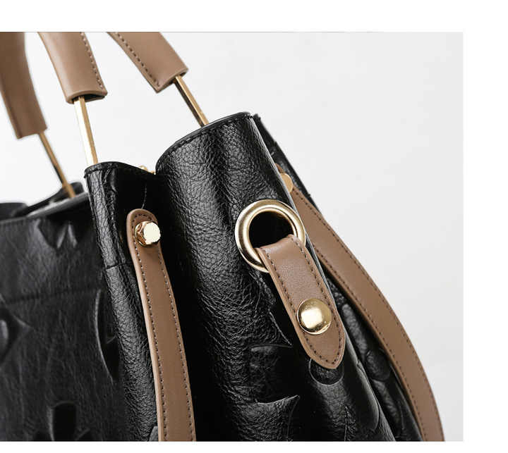 NNEDSZ Dark Brown Elegant Embossed PU Leather Tote Bag for Women - Large Capacity Handbag with Inner Pouch-4