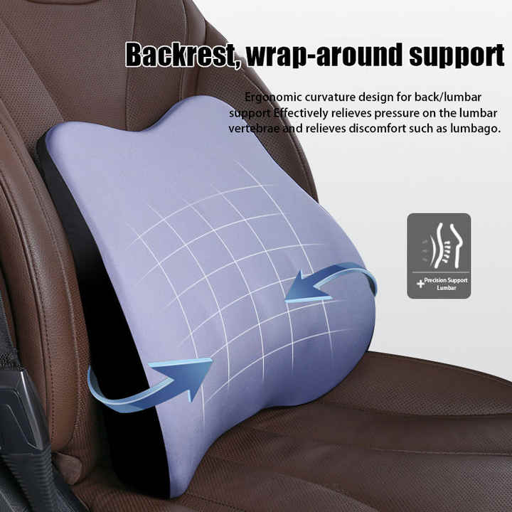NNEDSZ Cloud Grey Memory Foam Car Seat Neck and Lumbar Support Set - Ergonomic Cushion for Office, Home, and Driving-3