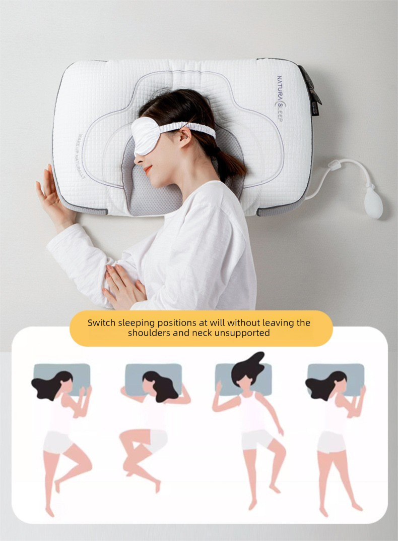 Adjustable Height Air Chamber Pillow - 48 x 74 cm Polyester Fibre Neck Support Pillow with Breathable Design for Personalised Adult Sleep Comfort-3