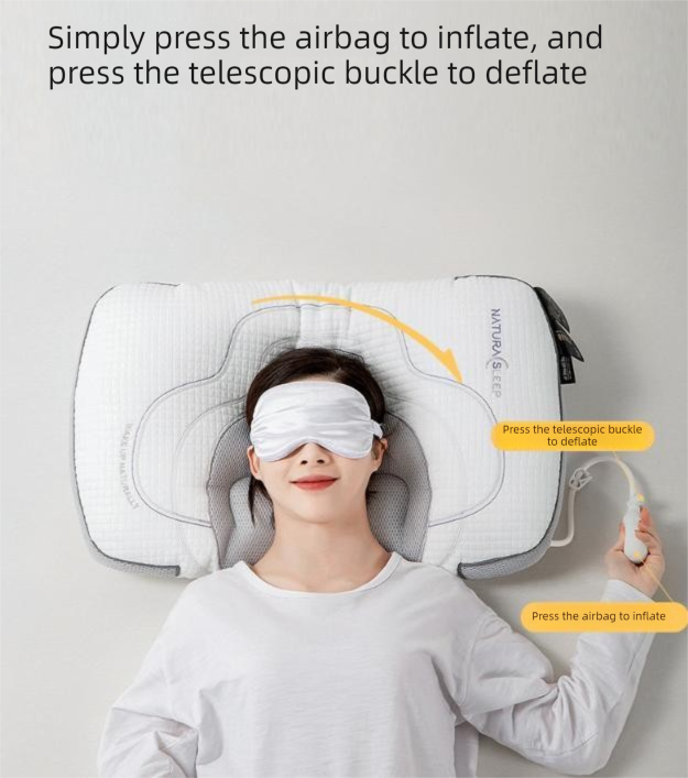 Adjustable Height Air Chamber Pillow - 48 x 74 cm Polyester Fibre Neck Support Pillow with Breathable Design for Personalised Adult Sleep Comfort-4