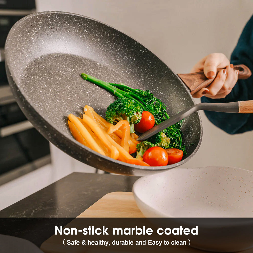 NNEDSZ 5Pieces Non-Stick Marble Coating Saucepan/Casserole/Fry Pan Cookware Set-2