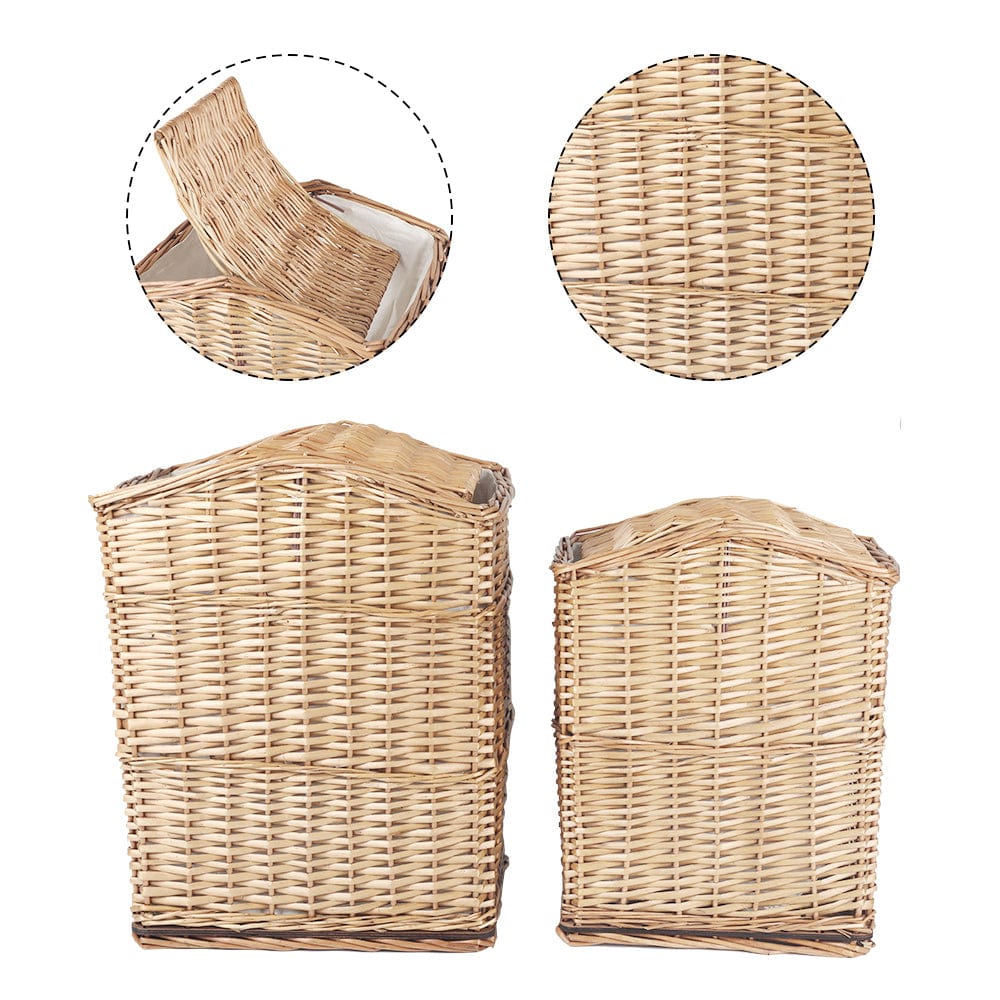 NNEDSZ 2 Piece Wicker Storage Baskets With Lid Set-1