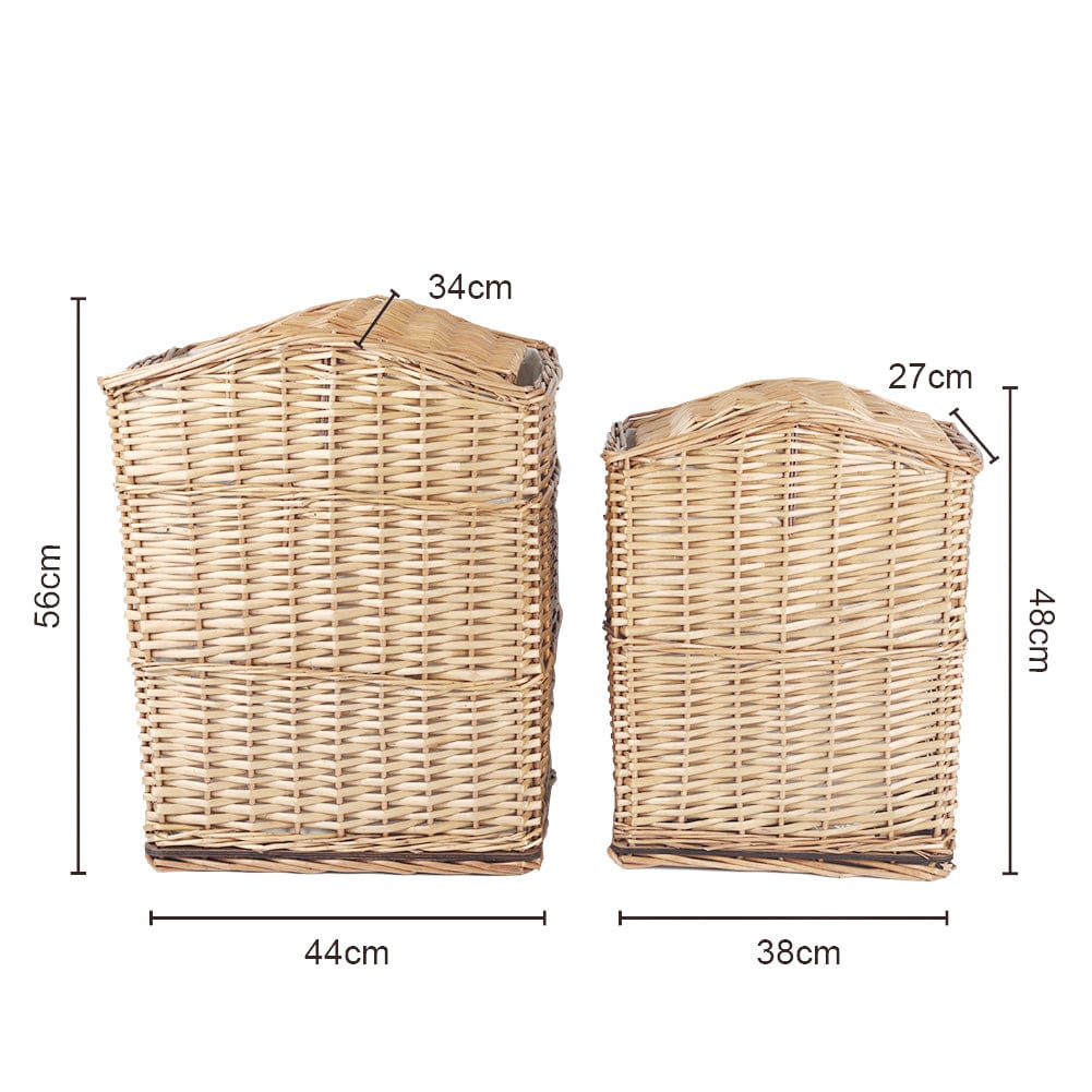 NNEDSZ 2 Piece Wicker Storage Baskets With Lid Set-2