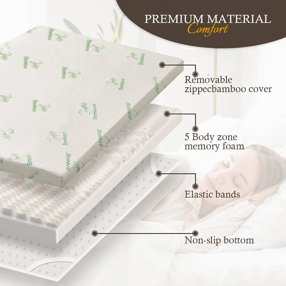 NNEDSZ 8cm Memory Foam Mattress Topper with Bamboo Cover - Double-2
